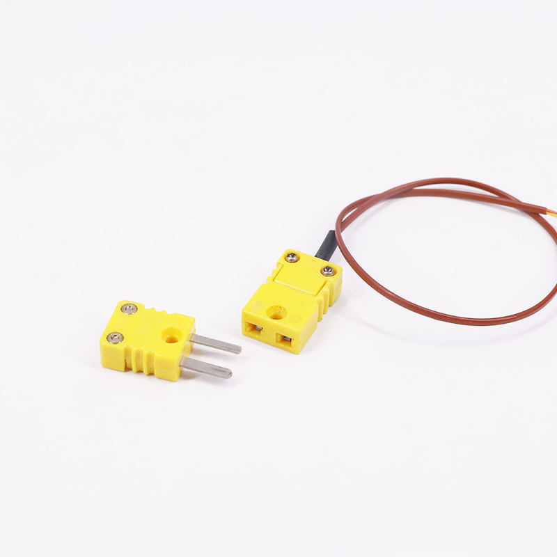 Brown PTFE-sheathed temperature measurement 2-wire thermocouple extension cable with thermocouple plug for direct contact K-type sensor