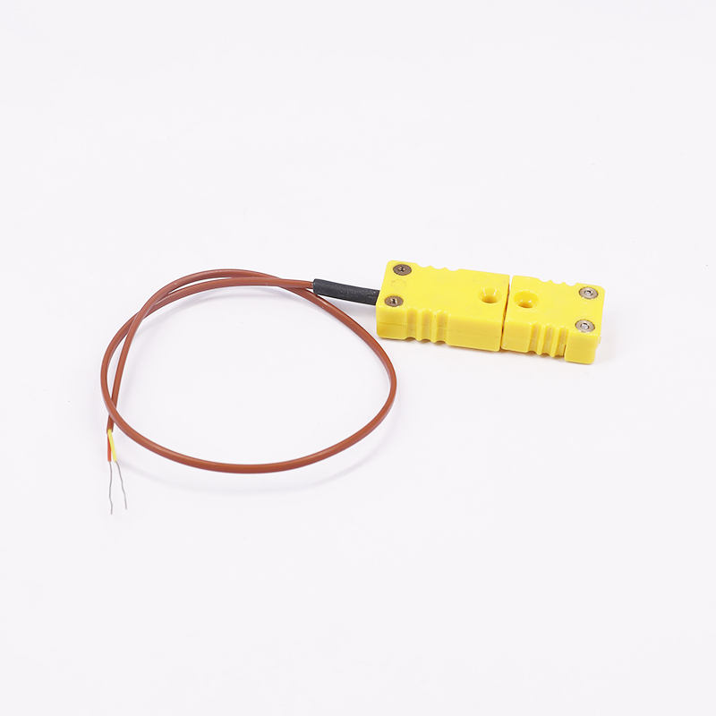 Brown PTFE-sheathed temperature measurement 2-wire thermocouple extension cable with thermocouple plug for direct contact K-type sensor